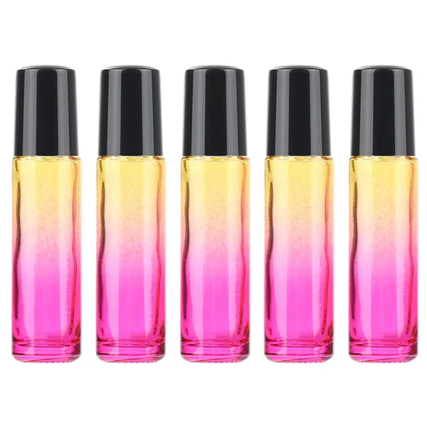 10 10ML 5PCS Aihogard 5 шт. 10 мл/5 мл градиент цвета толстое стекло рулон на эфирное масло пустая парфюмерная бутылочка роликовый шар для путешествий Несессеры - Цвет: 10 10ML 5PCS