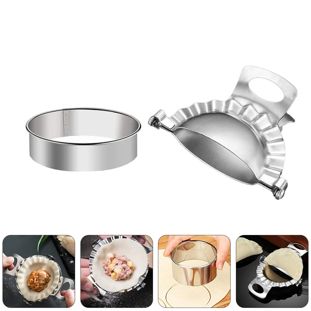 

2Pcs Stainless Steel Dumpling Making Tools DIY Dumplings Wrapper Mold for Home