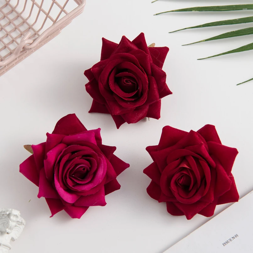 100pcs silk red roses head fake scrapbook bridal corsage accessories clearance wedding home decor diy gifts artificial flowers free global shipping
