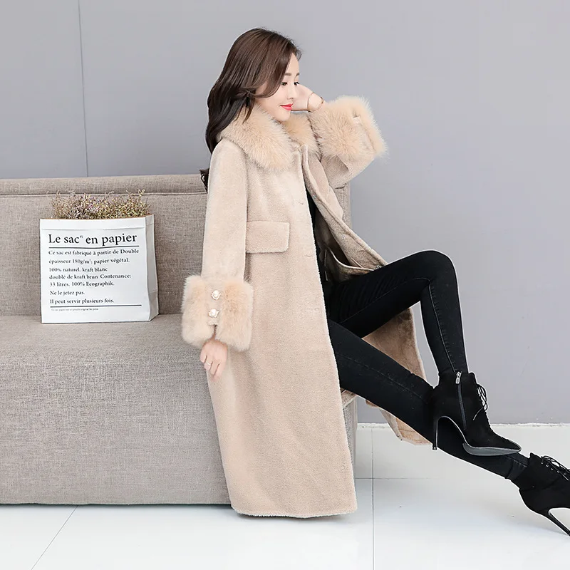 2019 осень и зима новое модное кожаное пальто из натуральной шерсти овечья шерсть