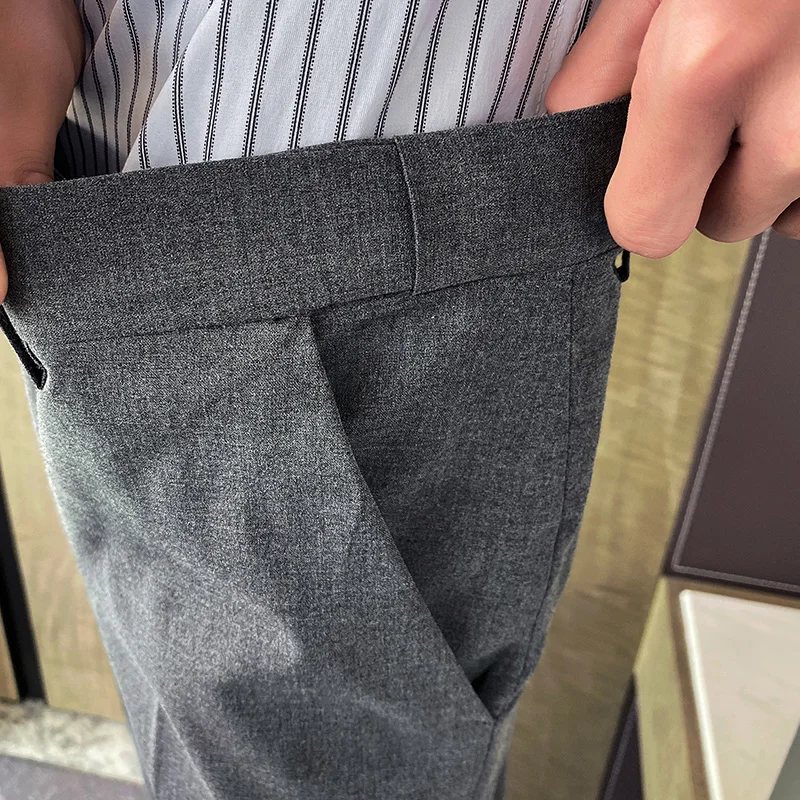 

Classic Men 2021 Suit Pants Office Business Dress Pants Casual Slim Fit Wedding Pants Streetwear Trousers Black Costume Homme