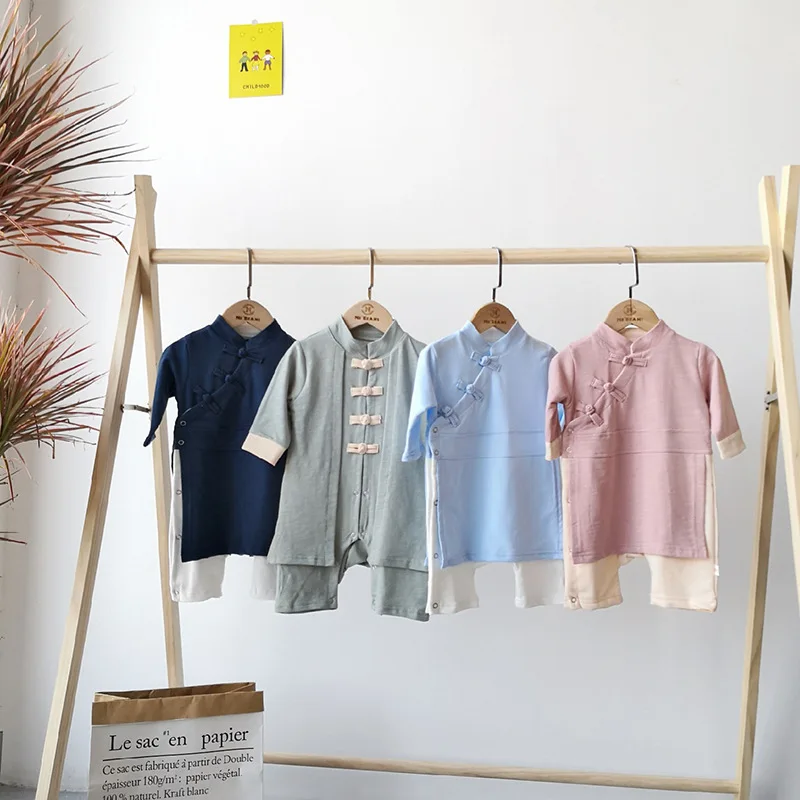 Китайская одежда традиционная Хань для младенцев девочек мальчиков комбинезон