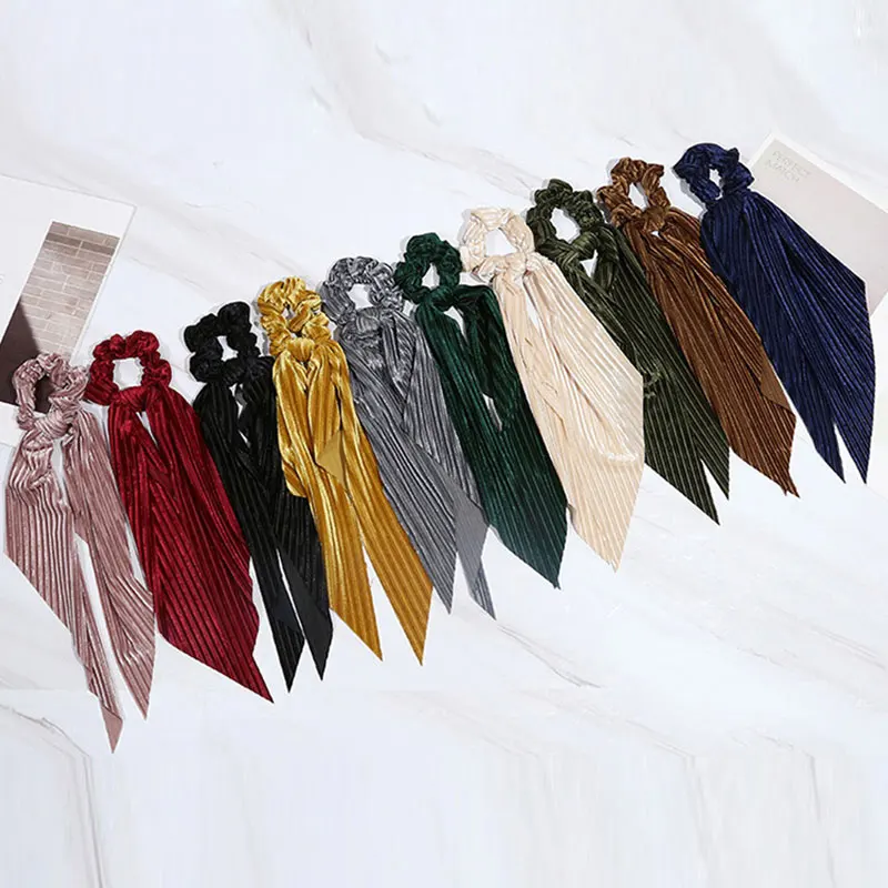 Бархатный женский хвостик волос шарф резинки для вельветовые Scrunchies длинные