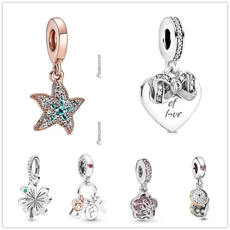 

Authentic 925 Sterling Silver Peach Blossom Love In Full Bloom With Crystal Pendant Bead Fit Pandora Bracelet & Necklace Jewelry