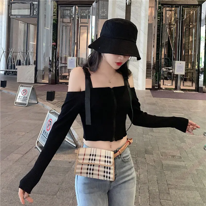 Женские свитера Femme Chandails Для женщин с открытыми плечами и вышивкой на тонких