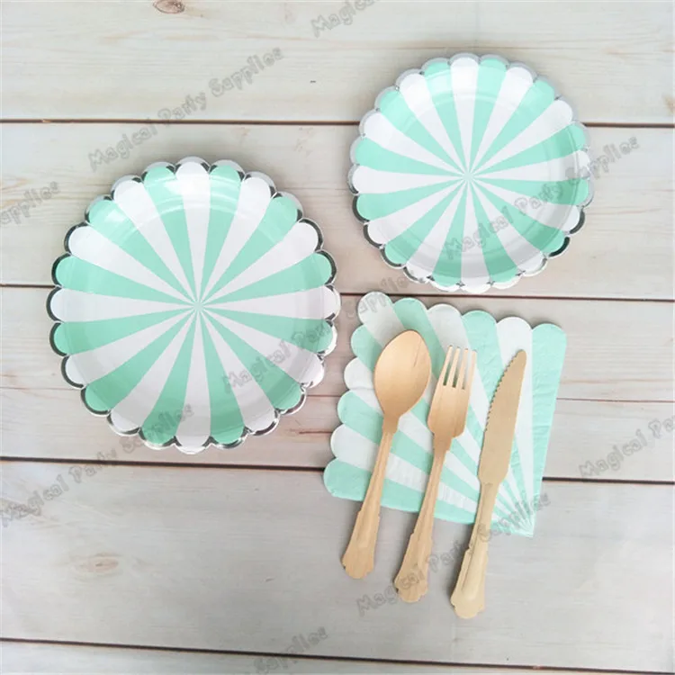 16 комплектов мятно-белые серебряные зубчатые столовые приборы детский душ