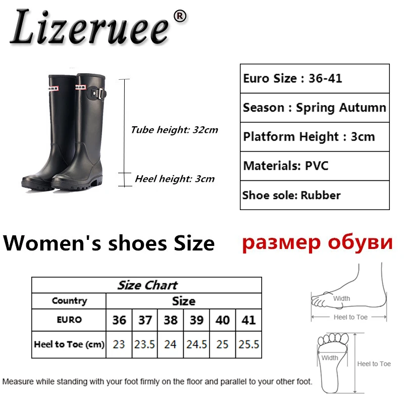 Резиновые резиновые сапоги Lizeruee женские дождевые водонепроницаемые матовые до