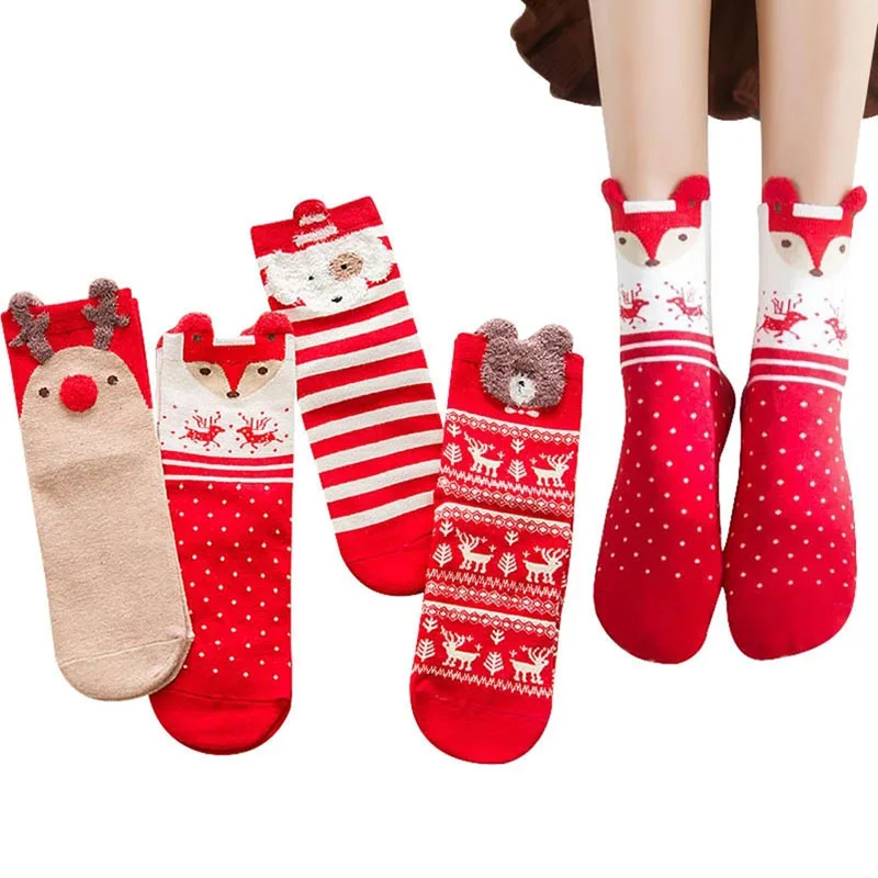 Женские носки рождественские милые зимние чулочно-носочные изделия с