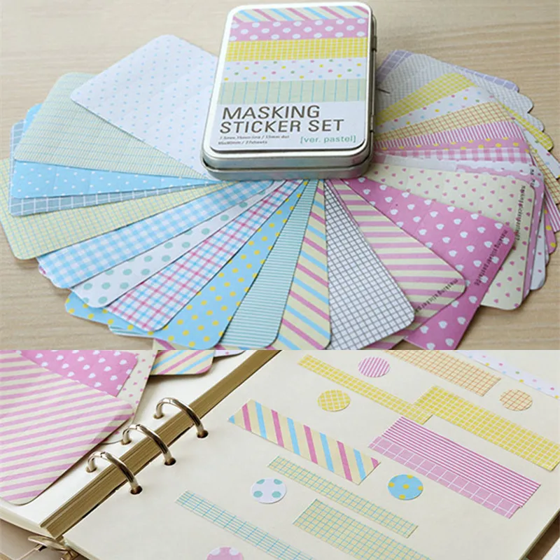 Pastel 1 коробка, цветные наклейки для журналов, декоративные принадлежности, милые наклейки для скрапбукинга, хлопья, канцелярские товары для рукоделия - Цвет: Pastel