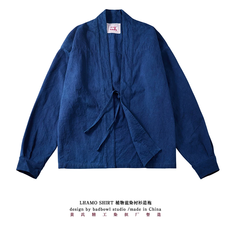 

Мужская куртка Индиго BADBOWL, Повседневная Свободная хлопковая куртка синего цвета в японском стиле ретро