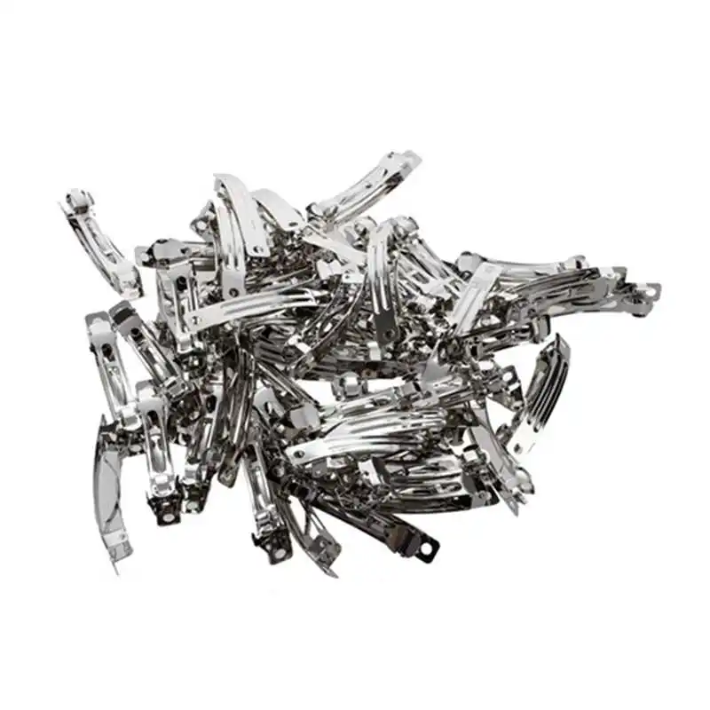 

50 Pcs 50mm Metal French Barrettes Hair Clips Bows - Silver