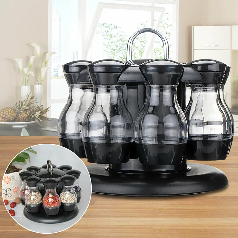 

Kitchen Spice Rack Condiment Holder Rotating Spice Jar Rack Condiment Bottle Coffee Sugar Seal Jar Container Kitchen Organizer