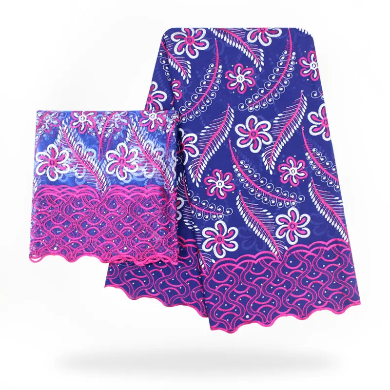 Желтый цвет Нигерия Тюль шнур кружева ткань хлопок много цветок фиолетовые