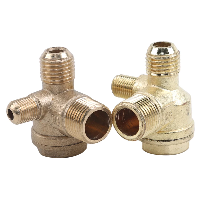 

1pc New 3 Port Check Valve Brass Male Thread Check Valve Connector Tool For Air Compressor