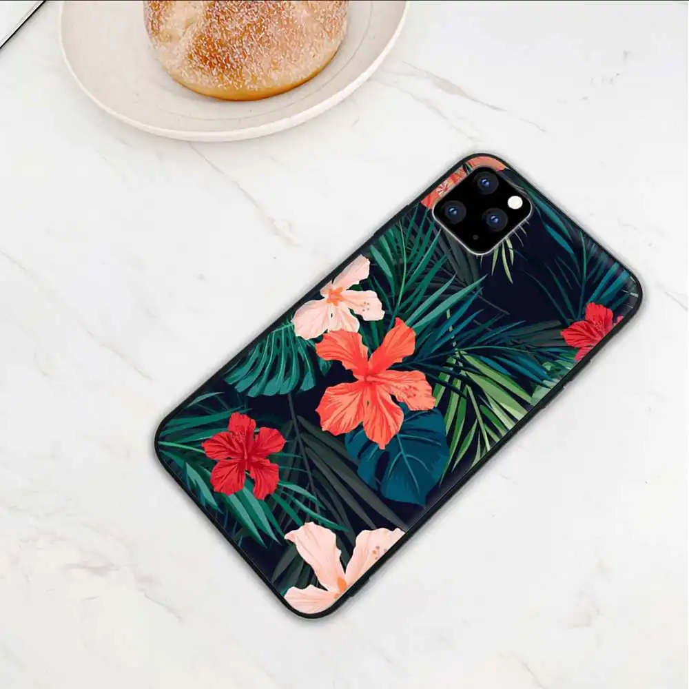 

Durable Palm Tree Leaves Plant Flower Mobile phone Case Cover For Huawei P40 P30 P20 Pro P10 P9 Lite 2016 2017 P Smart 2019 2020
