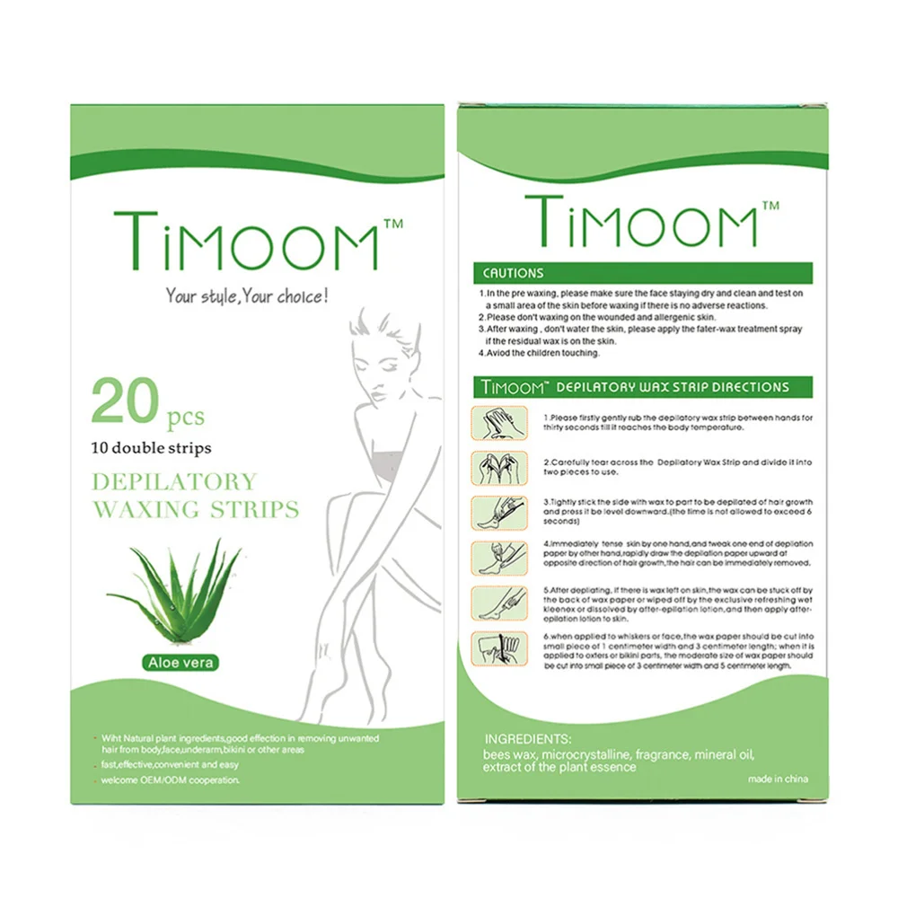 

20pcs Double-sided Facial and Body Hair Removal Wax Strips Skin-friendly Non-woven Fabric Depilatory Epilator(Aloe)
