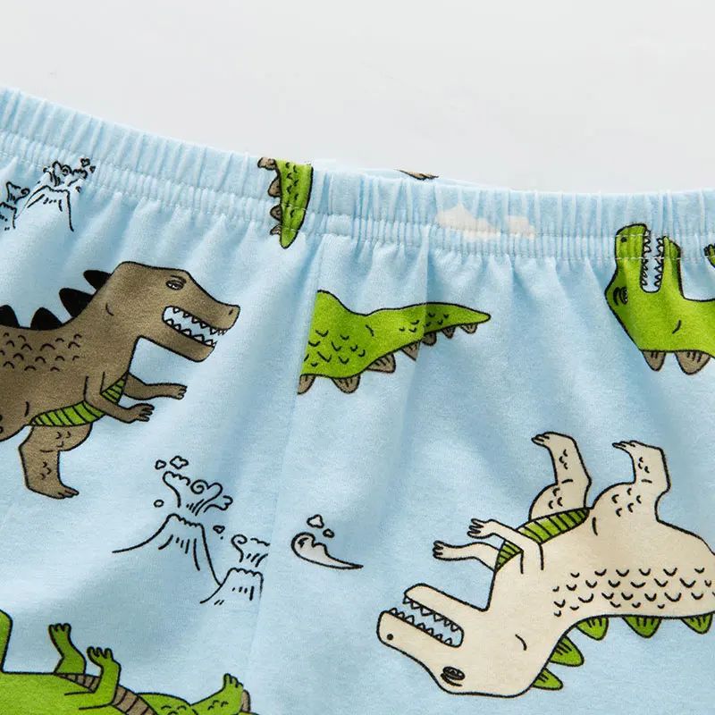 Детские пижамы хлопковая одежда с динозавром для мальчиков комплект со штанами
