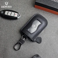 genuine leather car smart key fob case skin cover for bmw vw toyota forester remote fob remote keyless cover keychain