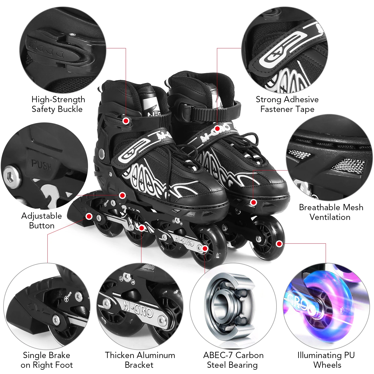 

Adjustable Inline Skates with Illuminating Wheels Skates Outdoor Skates For Kids Boys Girls Ladies