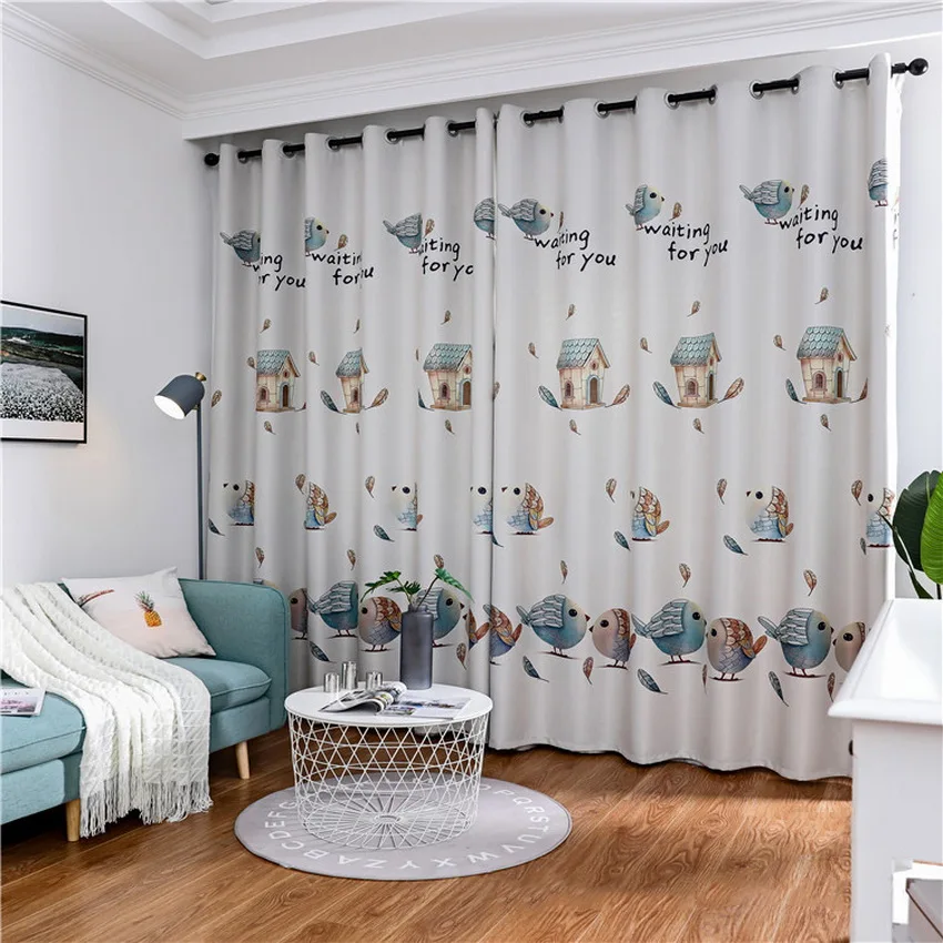 Шторы с принтом птицы милый дом для детей детская комната мультфильм простой