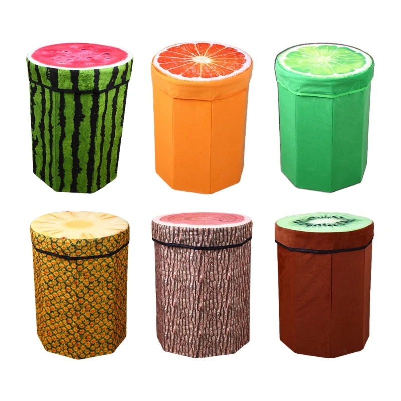 

Складной органайзер для хранения, табурет, милый 3D креативный бархатный ящик для хранения детских игрушек, подставка для ног, фруктовый узо...