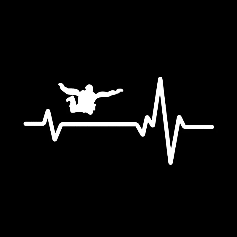 

Heart Beat Line SKYDIVING SKYDIVE Decor Car Sticker Silhouette Vinyl Graphic 15.9*7.4CM