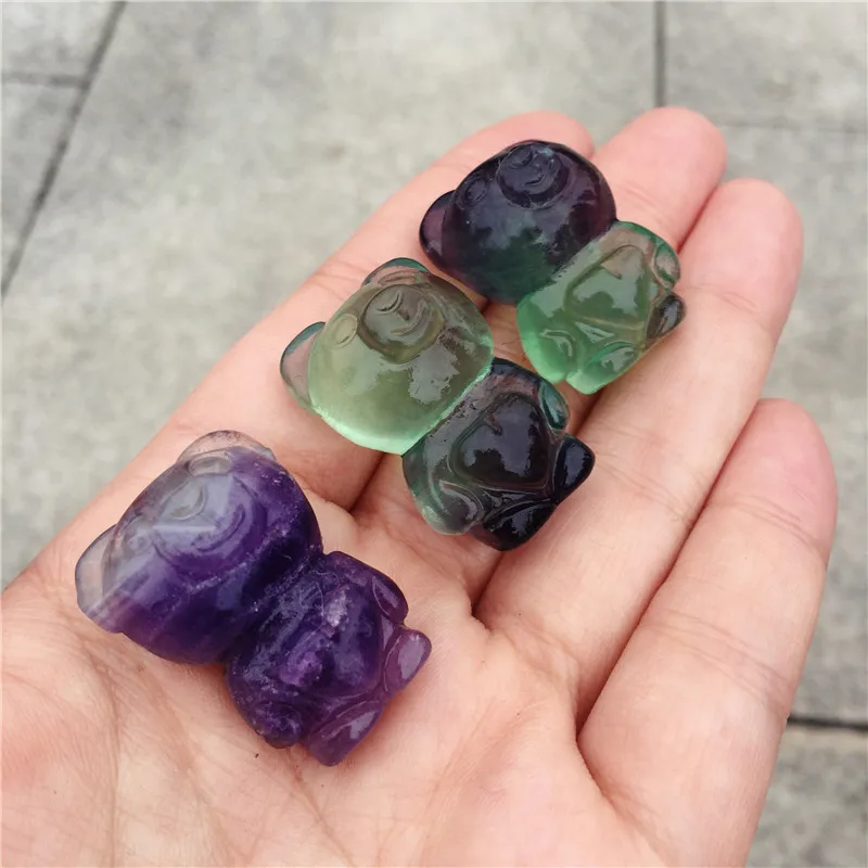 

1pcs Natural Fluorite stone handmade cute animal bear crystal ornaments gift