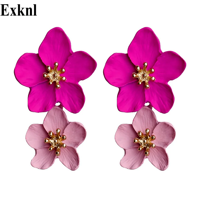 Серьги Exknl в корейском стиле для девушек женские металлические элегантные серьги