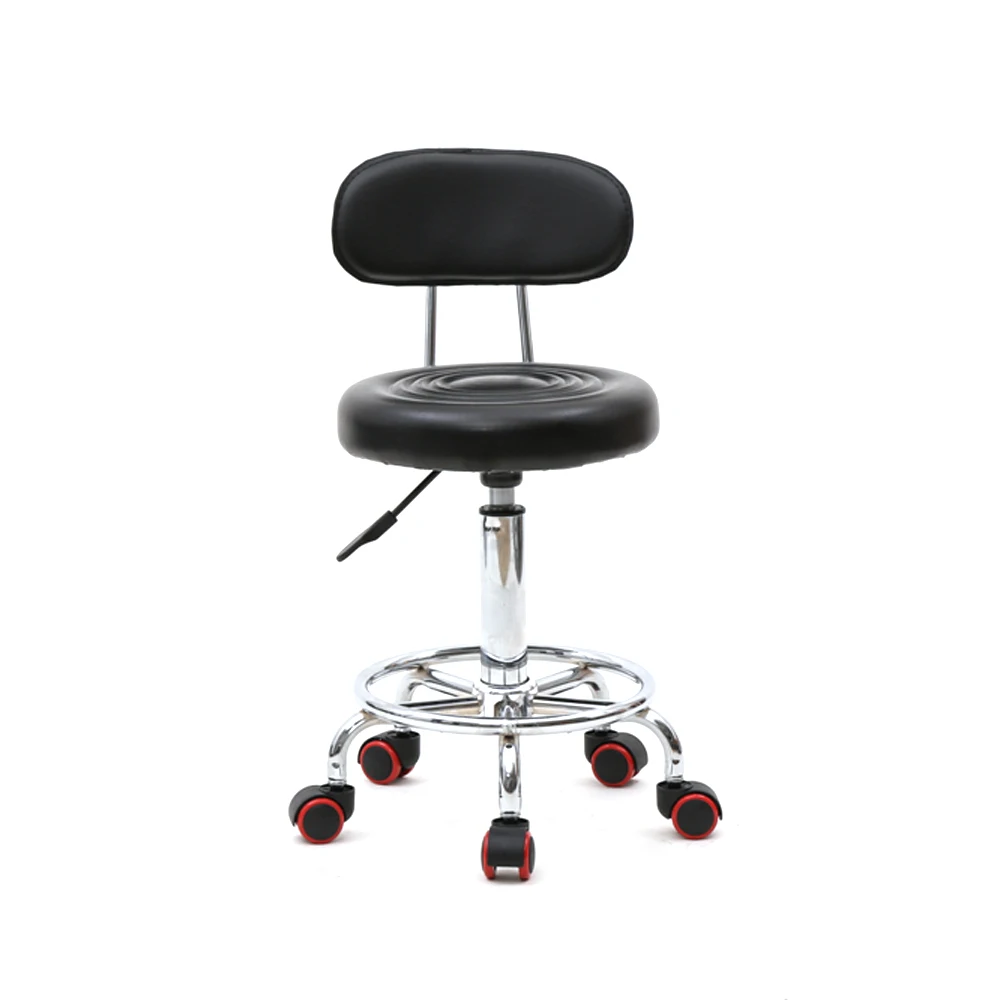 

2 Colors Round Shape Adjustable Salon Stool Leather Stool Height Adjustable Bar Chair Work Rotating Chair
