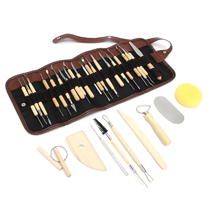 

30pcs/Set Pottery Clay Sculpture Carving For Home Handwork Supplies Carving Tool Modelling Ceramic Wooden Tools Kit DIY Craft