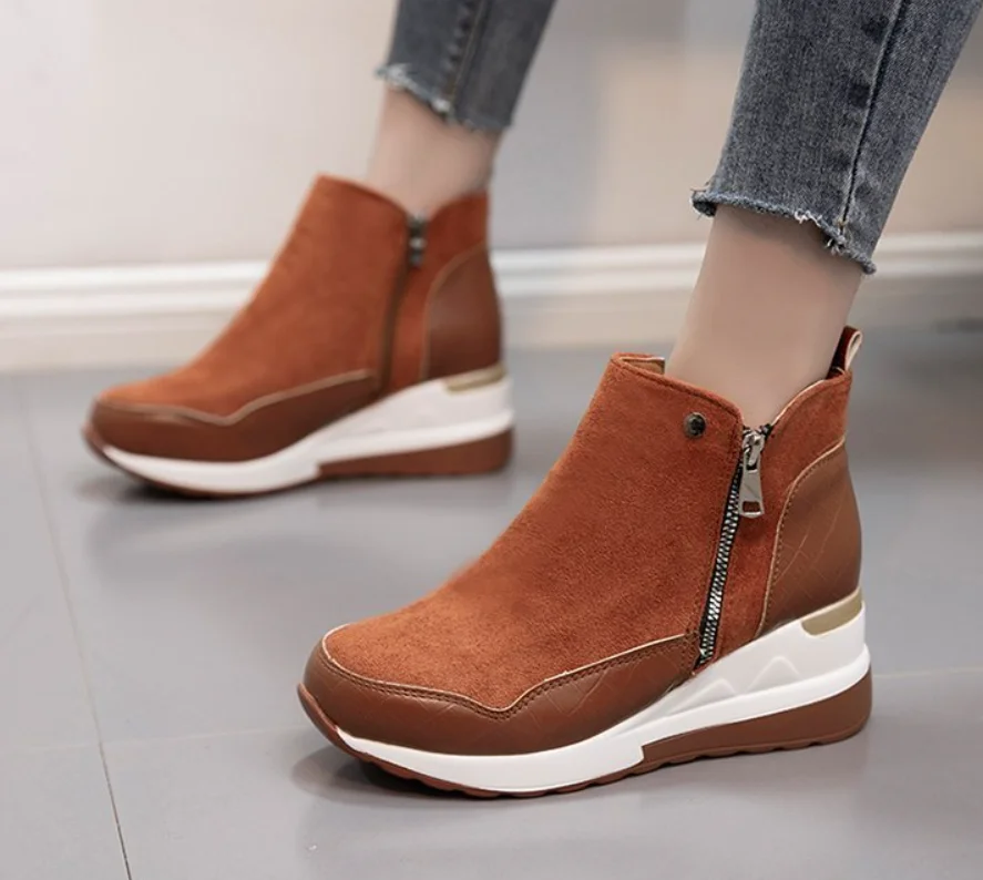 

Ботинки женские дышащие, на плоской подошве, на молнии