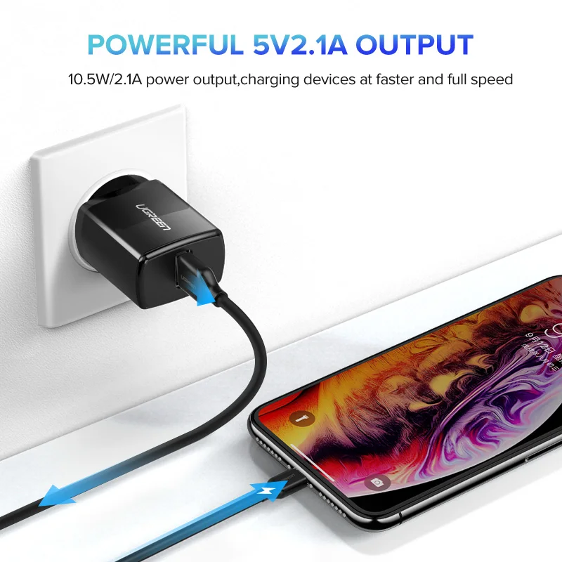 UGREEN USB Charger for iPhone X 8 7 iPad 5V 2.1A Fast Wall Charger EU Adapter for Samsung S9 Xiaomi Mi 8 Mobile Phone Charger