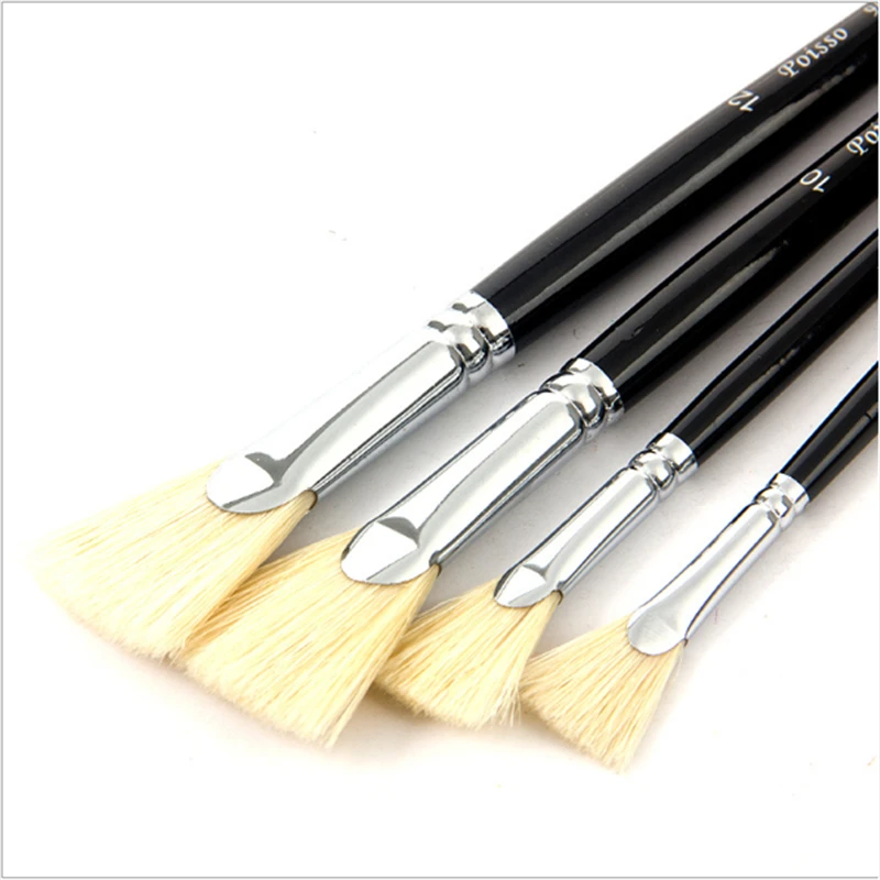 

4/6/10/12 Wild Boar Bristle brush pen set fan shape art supplies painting pen oil paint brush Student Stationery
