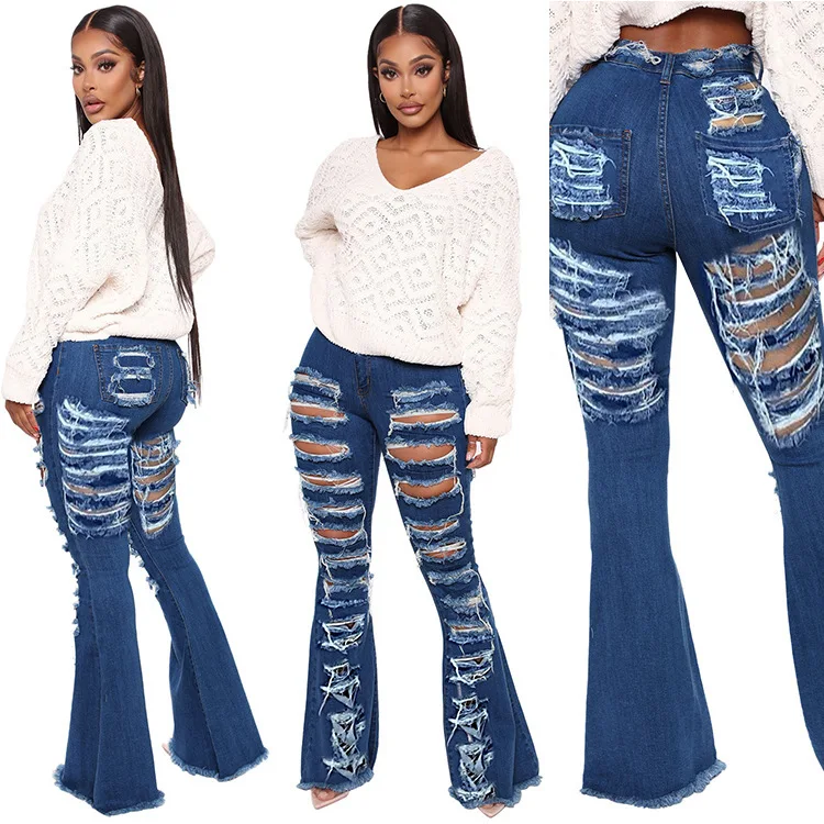 

Женские джинсы с высокой талией, расклешенные джинсы-бойфренды, рваные джинсы Calca, женские узкие джинсы с широкими штанинами, женские джинсы