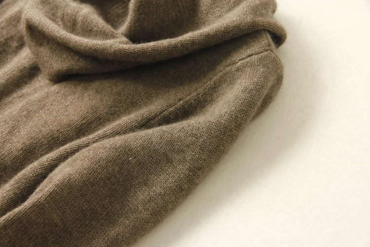 Aliaga New Arrival Pure Cashmere Cardigan Women Autumn Winter Hooded Sweater Coat With Pocket