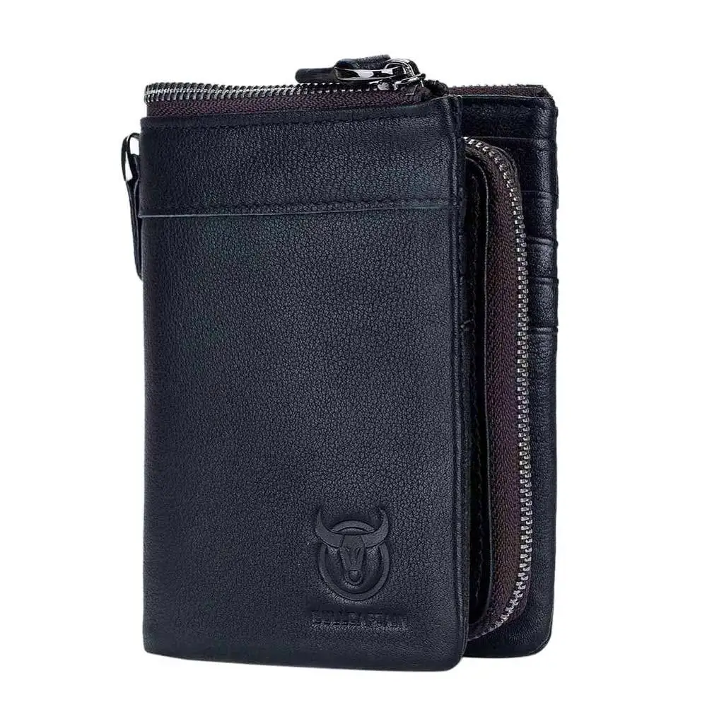 Black 02 BULLCAPTAIN мужской кошелек из воловьей кожи, кошелек для монет, сумка для мужчин, брендовый дизайнерский клатч, кожаная сумка для денег, держатель для карт, мужские кошельки, кошелек, Новинка - Цвет: Black 02