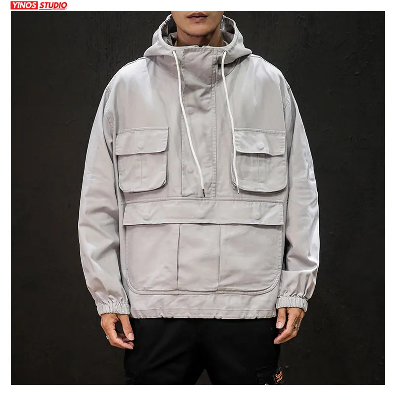 Прямая поставка осенняя однотонная Повседневная Куртка карго Мужская Уличная