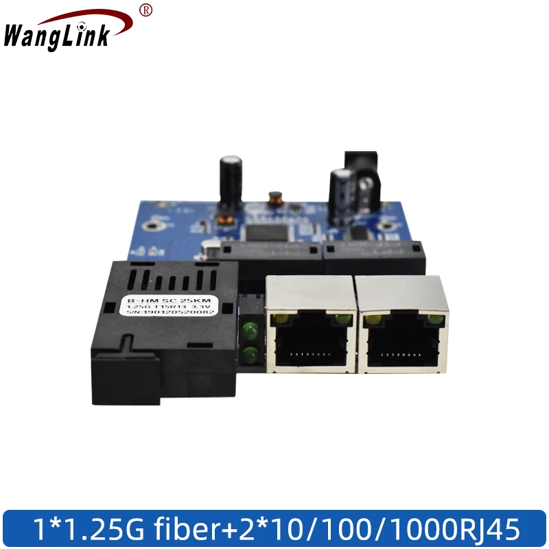 10/100/1000M Ethernet fiber switch 2 RJ45 UTP 1 SC fiber Gigabit Fiber Optical Media Converter 2SC 2RJ45 Ethernet PCB
