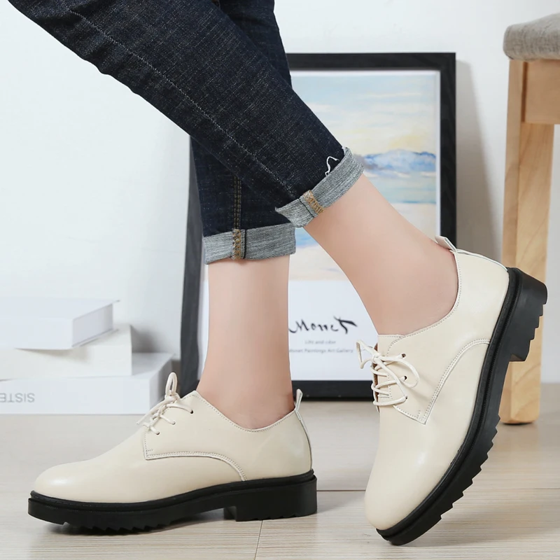 

TIMETANG2019 new arrival summer women's casual leather shoes Women's lace shoes women's moccasins plus Size35-40E043