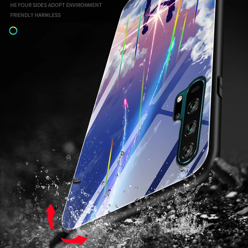 Для huawei P30 Pro P20 Lite Nova 5i 4e 3 3i Коврики 20 20X Honor 20 V20 9X чехол лазерный световой закаленное Стекло светящийся чехол с ночным мотивом