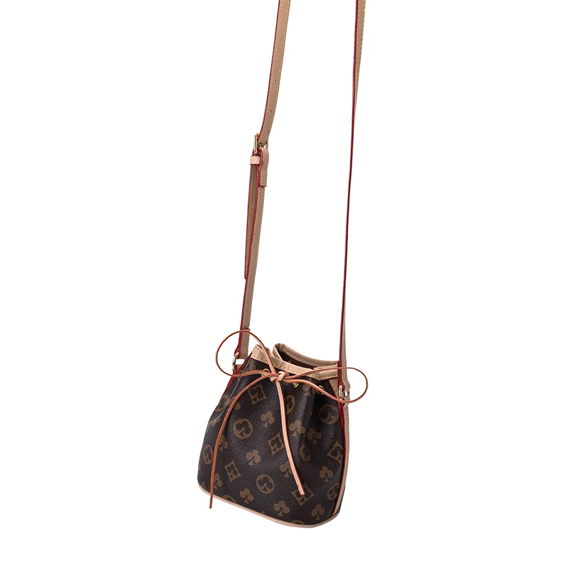 

Bolso tipo cubo de piel de vaca para mujer de moda 2021, lazo lindo y lindo, bolso de hombro elegante, simple y de gran capacid