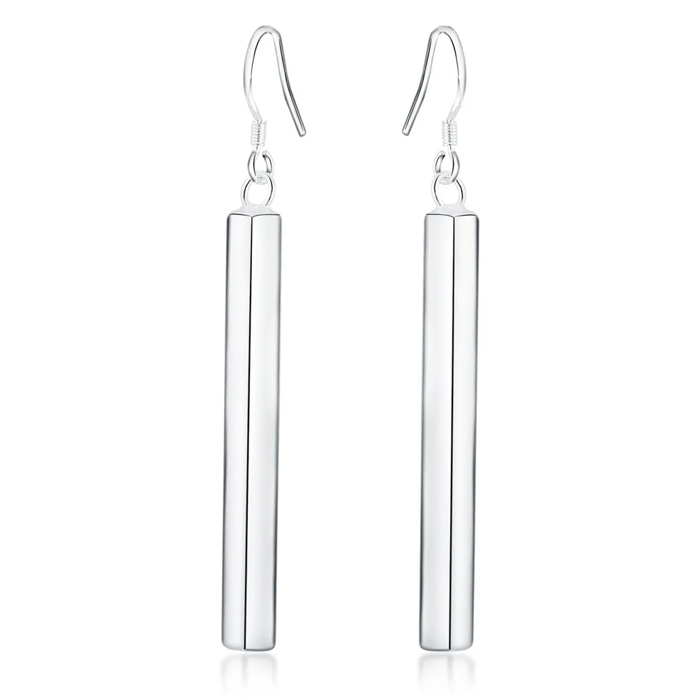 

BAYTTLING 925 Sterling Silver 65MM Long Pillar Drop Earrings For Woman Charm Fashion Engagement Party Jewelry Gift