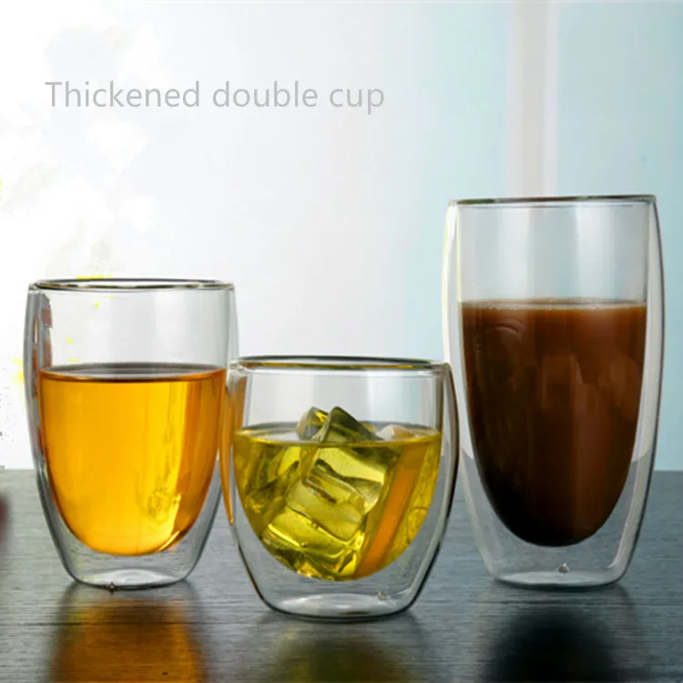 Индивидуальная стеклянная креативная кофейная чашка утолщенная офисная двойная
