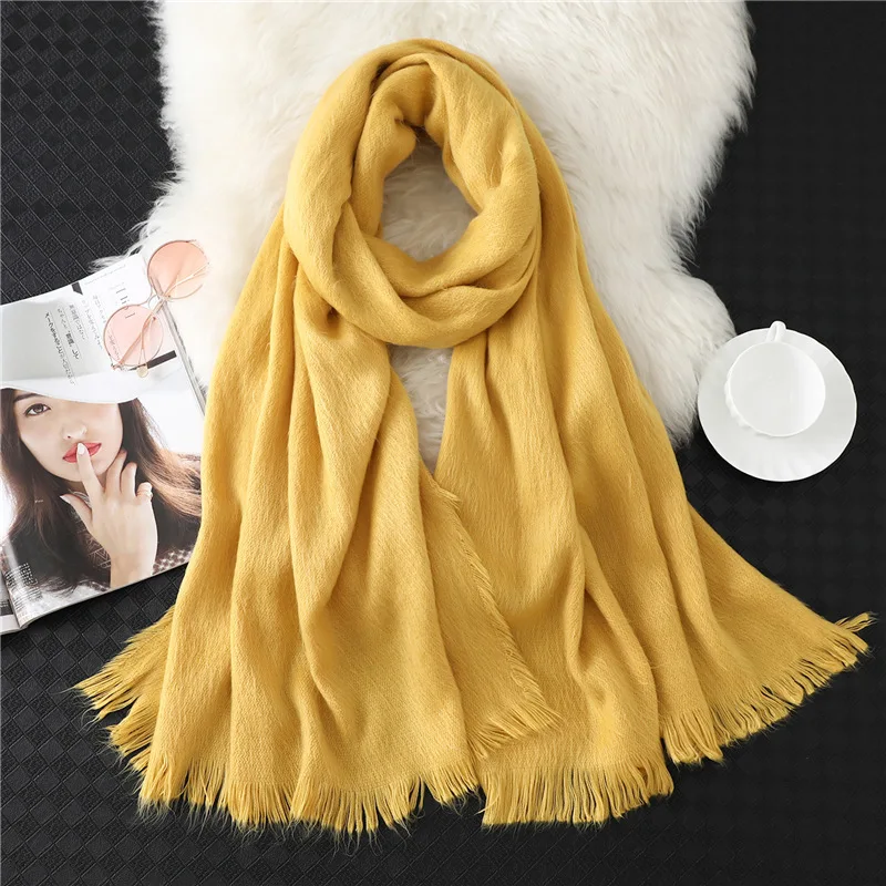 Лидер продаж 2019 новый зимний теплый толстый шарф хиджаб из чистого кашемира