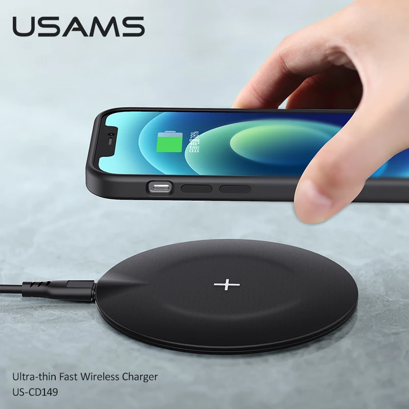 

USAMS 15W Fast Wireless Charger for iPhone 12 Pro Max 11 Pro Xs Max X Induction Wireless Charging Pad for Samsung Xiaomi Huawei