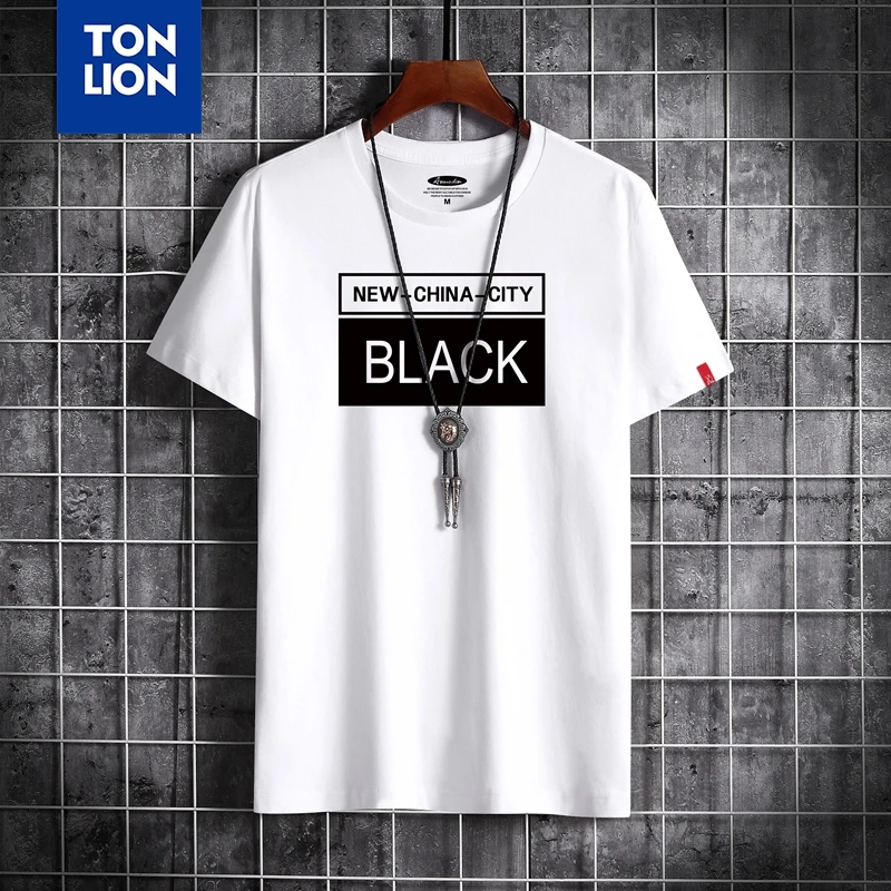 Футболка мужская с круглым вырезом модный Свободный Топ в стиле преппи коротким