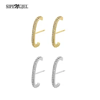 sipengjel thin curved piercing stud earrings geometric crescent line earrings for women minimali jewelry 2021