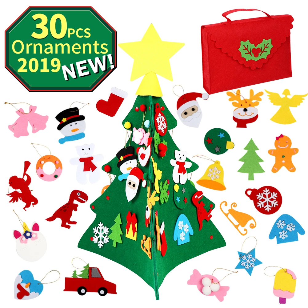 OurWarm DIY Felt Christmas Tree Advent Calendars Xmas Hanging Ornaments Home Decor Happy New Year Children Christmas Gift