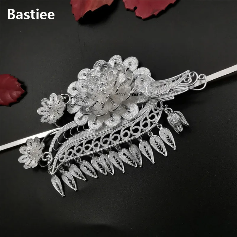 

Bastiee 999 Sterling Silver Hair Stick Hmong Bride Wedding Hair Accessories For Women Miao Handmade Hairpin Luxury Jewelry Gift