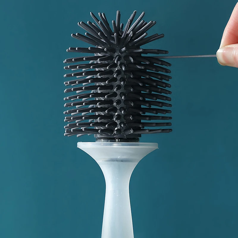 high quality silicone toilet brush clean without dead corners punch free wall mounted cleaning brush bathroom accessories free global shipping